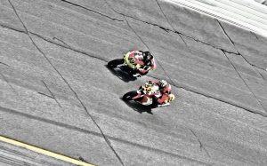 Tim Hall racing the EuroMoto Ducati on Daytona Motor Speedway