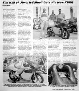 Motorcycle Racer Tim Hall gets the new Buell XBRR Race Bike.